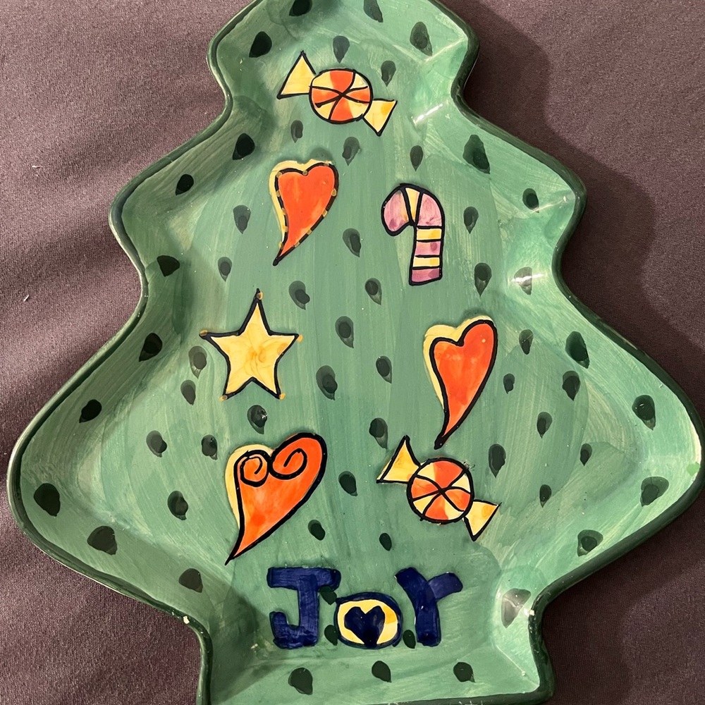 Festive Green Christmas Tree Platter